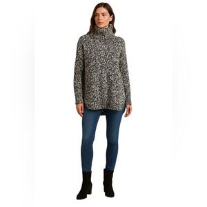 Treasure & Bond Black White Marled Chunky Knit Turtleneck Sweater Size Medium